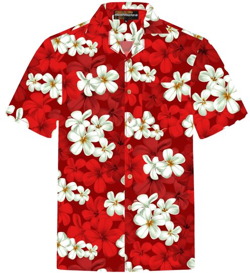Hawaiian Shirt "Classic Red" for men / 100% cotton / size S - 8XL / Hibiscus / Flower / red