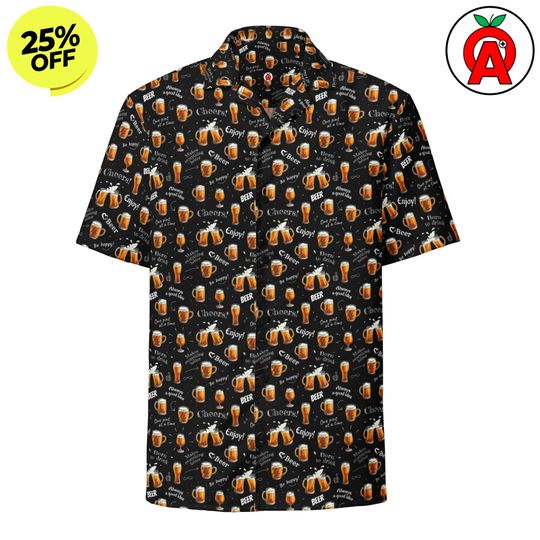 Beer Lover Button-Up Shirt - Adult Unisex - Gifts for Beer Enthusiasts Alcohol Aficionados Party Goers Christmas Father's Day Hawaiian