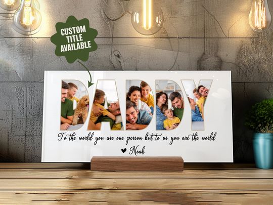 Personalized Photo Sign for Dad with Kids Name, Custom Father's Day Gifts for Daddy, Custom Dad Sign, Dad Birthday Gifts, Dad Custom Gifts