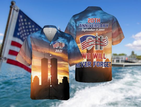 We Will Never Forget Shirt, Independence Day Aloha Shirt, 9 11 Shirt, Firefighter Dad Hawaiian Shirt, Fireman Gift, Fire Dept Shirt