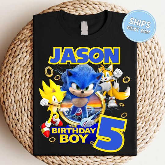 Custom Sonic Birthday Boy Shirt Birthday Boy Shirt Personalized Sonic Birthday Long Sleeve Custom Age Name Birthday Kids Shirt