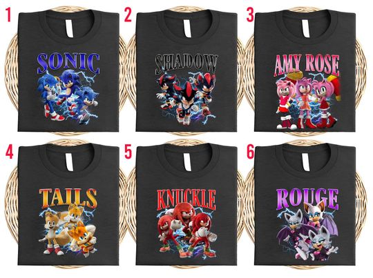 Custom Sonic The Hedgehog 3 Bootleg Shirt, Sonic Birthday Group Shirt , Sonic The Hedgehog Birthday Shirt, Sonic Shadow Tail Amy Rose