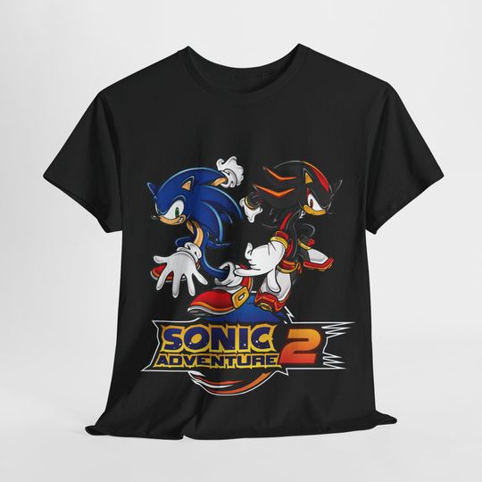 Sonic and Shadow Unisex Heavy Cotton Tee, Sonic Adventure 2 T-Shirt, Video Game Shirt, Gamer Gift, Retro Gaming Apparel