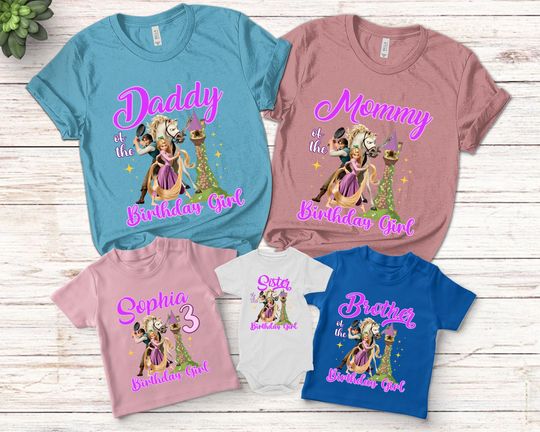 Rapunzel Birthday Family Shirt, Tangled Birthday Party Shirt, Rapunzel Name Tee, Birthday Gift