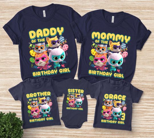 Super kitties Birthday Shirt, Super kitties Pounce Birthday Shirts, Custom Super Kitties Theme Party Shirt, Birthday Girl Shirt