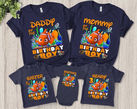 Personalized Shirt, Finding Nemo Birthday Shirt, 1st Birthday Shirt, Finding Nemo Family Matching Shirts, Family Matching Shirt