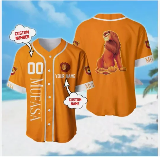 Personalized The Lion King Mufasa Simba Dad Father's Day3D Baseball Jersey Shirt