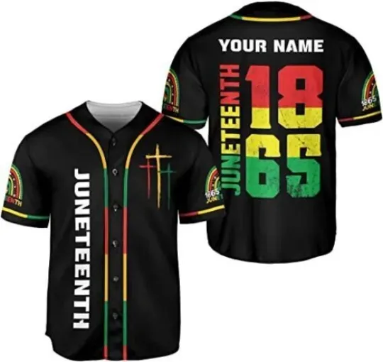 Personalized Juneteenth Baseball Jersey Shirt Flag Independence Day Freeish Sinc