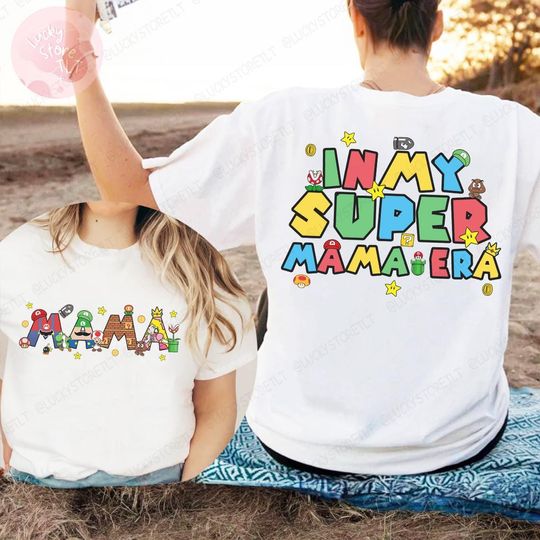 Personalized In My Super Mama Era 2 Sided Shirt, Super Daddy Shirt, Super Mommy Tee, Mario Matching Family, Super Mom Shirt, Super Mario Tee