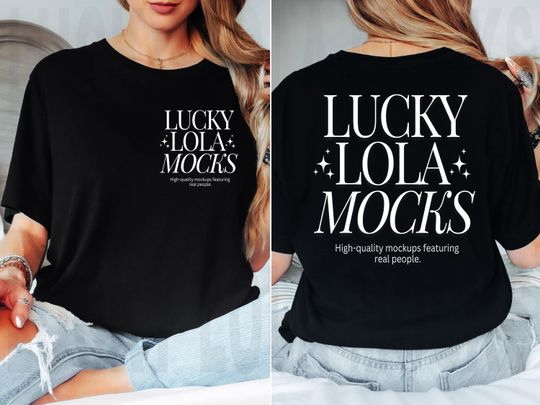 Bella Canvas 3001 Black Mockup Front and Back, Front and Back Bella Canvas Mockups, Double Sided Mockup, Front Back T-Shirt Mockup