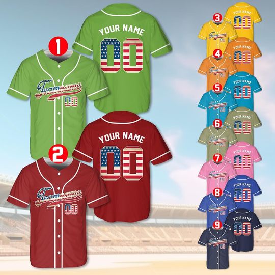 Custom USA Baseball Jersey, Personalized Team Name & Number, Patriotic Sportswear, USA Shirt, Independence Day America, Memorial Day Shirts