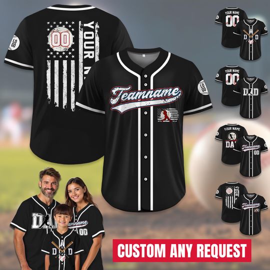 Custom Baseball Dad Jersey, Personalized Fathers Day Shirt with Name & Number, Gift for Sports Dad on Fathers Day, Game Day Outfit