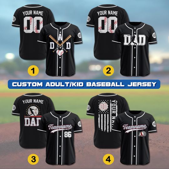 Discover Personalized Baseball Jersey with Name Number Logo for Dad, Custom Fathers Day Gift for Family Matching, Gift for Dad, Gift for Husband