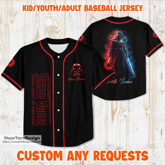 Personalize Disney Star Wars Darth Vader I Am Your Father, Custom Kid Youth Adult Disney Jersey, Game Day Baseball Jersey, Gift for Birthday