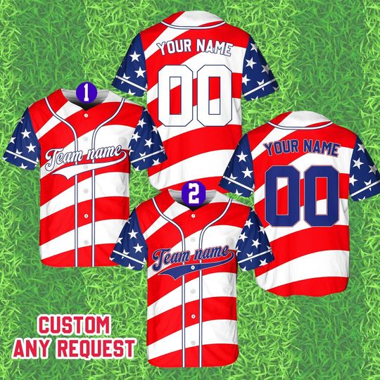 Custom USA Baseball Jersey, Personalized Team Name & Number, Patriotic Sportswear, USA Shirt, Independence Day America, Memorial Day Shirts