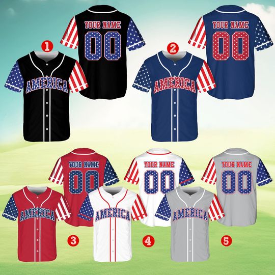 Custom USA Baseball Jersey, Personalized Team Name & Number, Patriotic Sportswear, USA Shirt, Independence Day America, Memorial Day Shirts