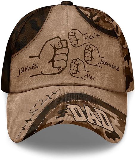 Fathers Day Gift  Personalized Dad Hat with Kids' Names, Camo Fist Bump Cap, Custom Dad Cap, Gift from Son or Daughter, Father's Day Gifts