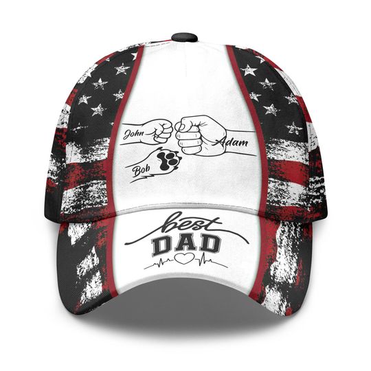 Personalized American Dad Classic Cap, Dad Hat With Kids Pets Names, Baseball Dad Cap, Dad Trucker Hat, Father's Day Hat For Papa Grandpa