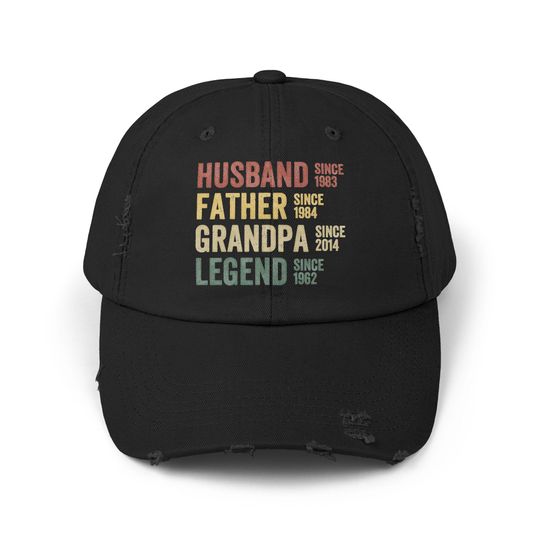 Personalized Husband Dad and Grandpa Hat | Custom Cap for Father's Day, Birthdays & More | Unique Gift with Dates