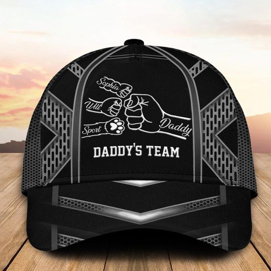Personalized Dad With Kids Names Cap, Gift For Father, Grandfather, Father's Day Gift Ideas, Custom Gift For Grandpa, Fist Bump Dad Kids Cap