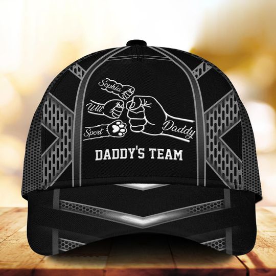 Personalized Fist Bump Dad Kids Pet Cap, Custom Dad And Kids Names Cap, Best Dad Ever Hat, Father's Day Gift For Dad, Grandpa, Dad Birthday