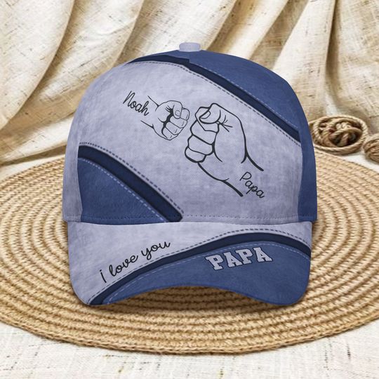 Personalized Father's Day Gift, Custom Name Dad Grandpa Kids  Fist Bump Cap, Gift For Dad, Father's Day Gift Ideas, Gift From Wife, Dad Cap