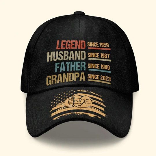 Personalized Legend Husband Father Grandpa Cap, Custom Year Dad Hat, Gift for Grandpa Father's Day Gift for Dad From Kids