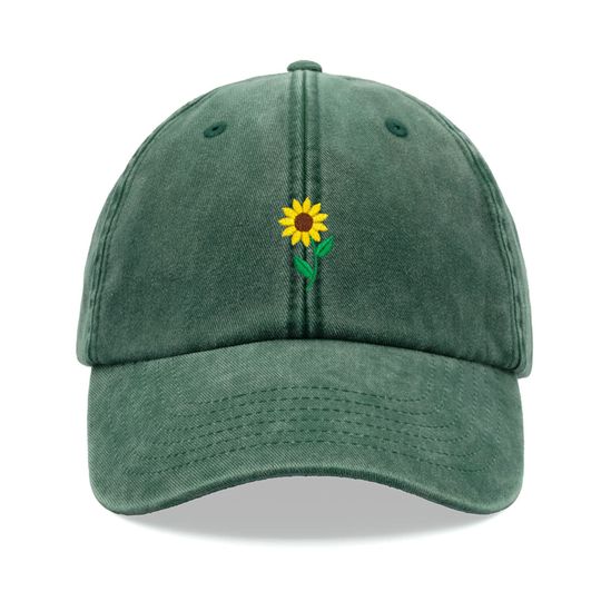 Sunflower Baseball Cap Vintage Washed Cotton Unisex Dad Hat Adjustable Funny Faded Sports Sun Mothers Day Flower Cute Summer
