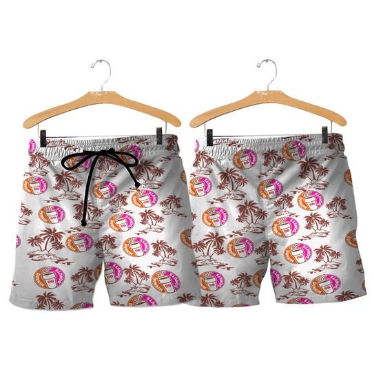 Dunkin Donut Hawaiian Shirts, Dunkin Donut Button Shirt, Coffee Lover Men Shorts, Vacation Shirts Men Women, Beach Outfits