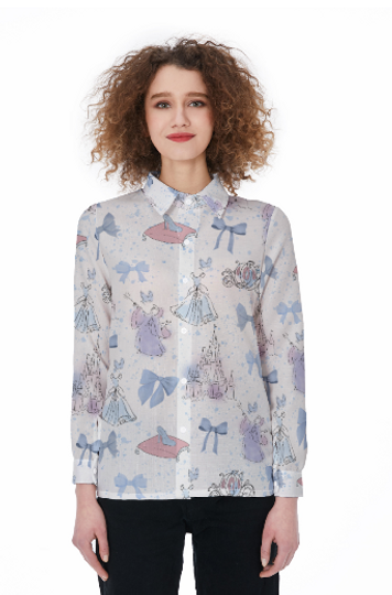 Meet Me At Midnight Cinde Linen Shirt, Watercolor Cinde Outfit, Disney Princess Gifts for Women, Cinde Coquette Bow Shir