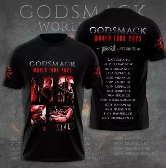 Discover Godsmack World Tour 2025 3D shirt