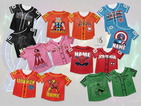 Personalized Spiderman Baseball Jersey, Custom Kid Youth Adult Disney Jersey Spider Man Jersey, Marvel Avengers Jersey, Hulk Captain America
