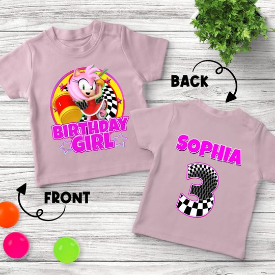 Personalized Sonic Amy Rose Birthday Shirt/Sonic Amy Birthday Boy Shirt/Sonic Amy Shirt/Tails Hedgehog Shirt/Amy Rose Hedgehog