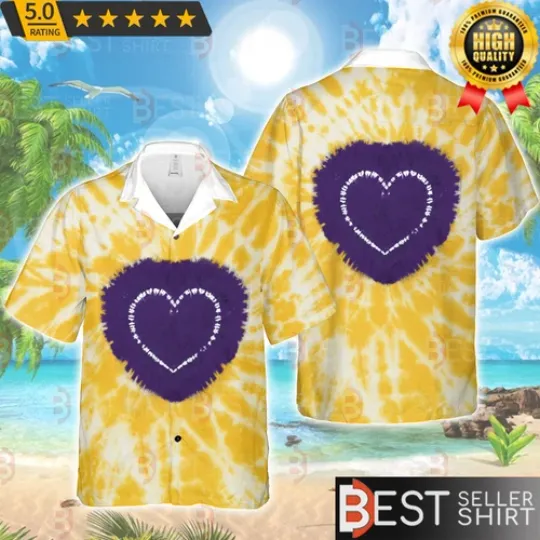 Bad Bunny Heart Yellow Tie Dye Hawaiian Shirt