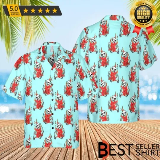 Bad Bunny Concert Flaming Skulls Hawaiian Shirt