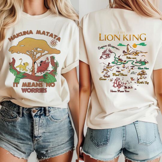 The Lion King Map Pride Rock Disney Hakuna Matata Shirt, Mufasa Simba Timon Pumbaa Disney Animal Kingdom Shirt, Safari Family Trip