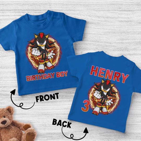Custom Sonic Shadow Birthday Shirt, Shadow the Hedgehog Shirt, Sonic Shirt, Sonic the Hedgehog 3 Shirt, Gift For Girl or Boy