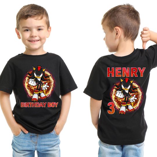 Custom Sonic Shadow Birthday Shirt, Shadow the Hedgehog Shirt, Sonic Shirt, Sonic the Hedgehog 3 Shirt, Gift For Girl or Boy