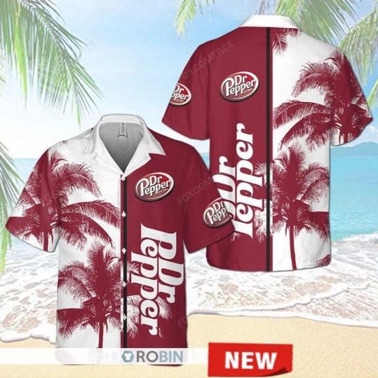 Dr Pepper Palm Tree Patterned Summer Hawaiian Shirt