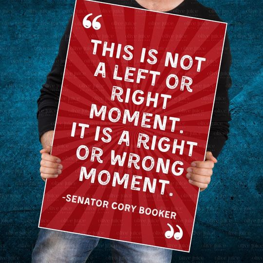 Senator Cory Booker Protest Sign - Resist Elon Musk & Donald Trump, Democracy & Equality