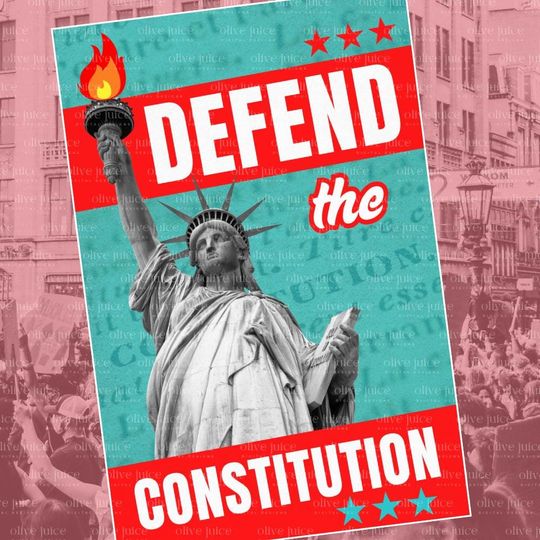 Defend the Constitution Protest Sign Fight Fascism Impeach Trump Due Process Liberty and Justice  for All