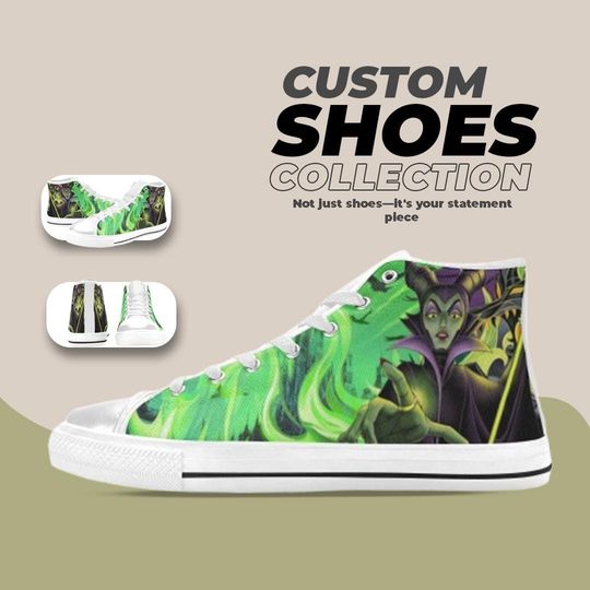 Maleficent Design High top Shoes Comfortable Streetwear Sneakers Trendy Footwear