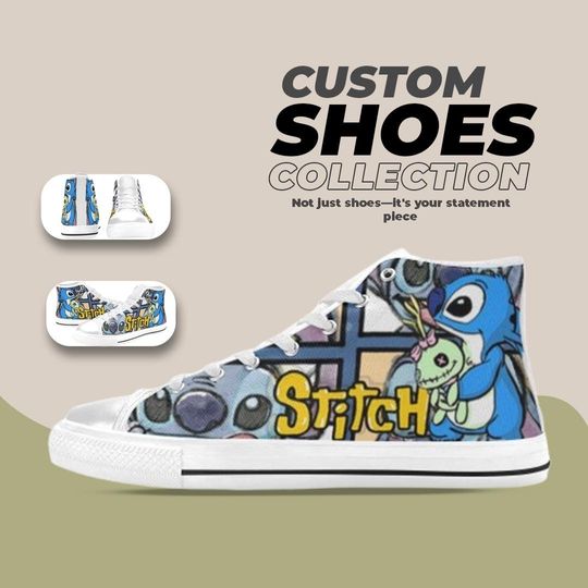 Lilo And Stitch Design High top Shoes Comfortable Streetwear Sneakers Trendy Footwear