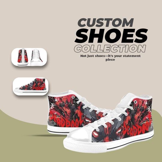 Deadpool Design High top Shoes Comfortable Streetwear Sneakers Trendy Footwear