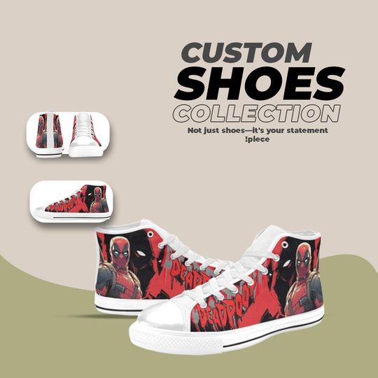 Deadpool Design High top Shoes Comfortable Streetwear Sneakers Trendy Footwear