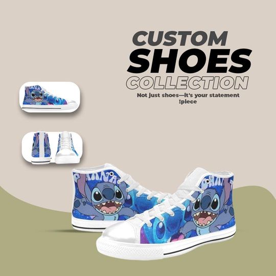 Lilo And Stitch Design High top Shoes Comfortable Streetwear Sneakers Trendy Footwear