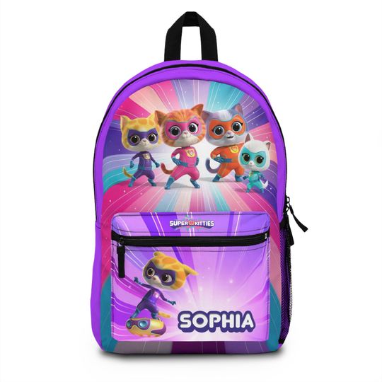 Superkitties Kids Backpack with Custom Name - Durable, Lightweight, Multiple Colors