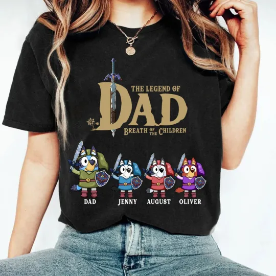Personalized Dad The Legend Of Dad Shirt, BlueyDad Father's Day Shirt, Legend Of Ze