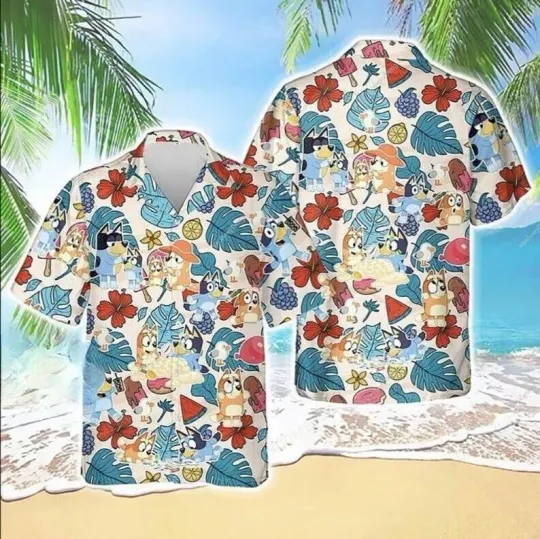 BlueyDad Dad  Fun Summer Hawaiian Shirt Unisex