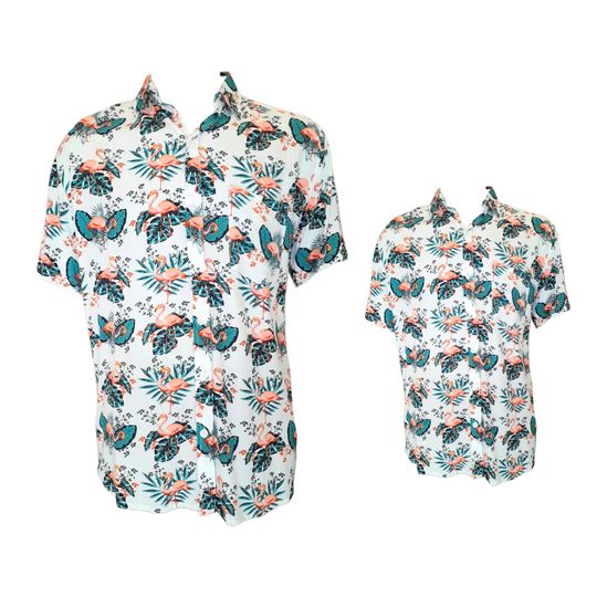 Father and son matching shirts -Flamingo, Father and Son Outfit, Hawaiian shirts, dad and son shirts, matching Outfits, Gift for him,
